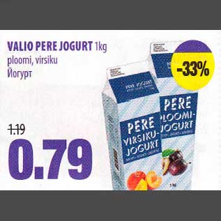 Allahindlus - VALIO PERE JOGURT 1kg, ploomi, virsiku