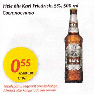 Allahindlus - Hele õlu Karl Friedrich,5%,500 ml