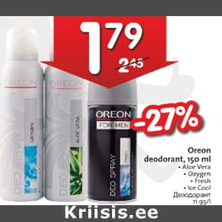 Allahindlus - Oreon deodorant, 150 ml