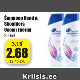 Allahindlus - Šampoon Head&Shoulders Ocean Energy 200 ml