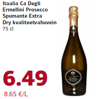 Allahindlus - Itaalia Ca Degli Ermellini Prosecco Spumante Extra Dry kvaliteetvahuvein 75 cl