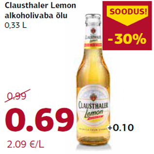 Allahindlus - Clausthaler Lemon alkoholivaba õlu 0,33 L