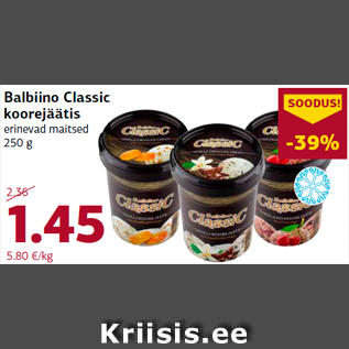 Allahindlus - Balbiino Classic koorejäätis