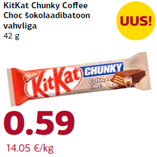 Allahindlus - KitKat Chunky Coffee Choc šokolaadibatoon vahvliga 42 g