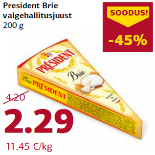 Allahindlus - President Brie valgehallitusjuust 200 g