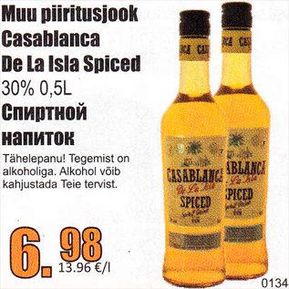 Allahindlus - Muu piiritusjook Casablanca De La Isla Spiced