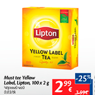 Allahindlus - Must tee Yellow Label, Lipton