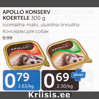 Allahindlus - APOLLO KONSERV KOERTELE 300 G