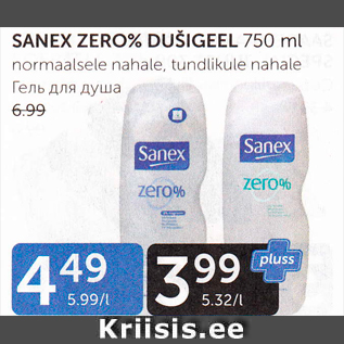 Allahindlus - SANEX ZERO% DUŠIGEEL 750 ML