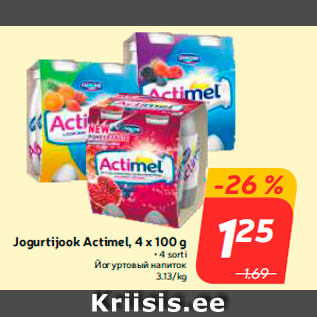 Allahindlus - Jogurtijook Actimel, 4 x 100 g