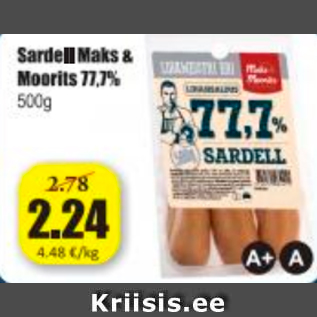 Allahindlus - Sardell Maks & Moorits 77,7%, 500 g