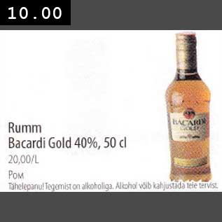 Allahindlus - Rumm Bacardi Gold 40%,50 cl