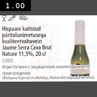 Allahindlus - Hispaani kaitstud päritolunimetusega kvaliteetvahuvein Jаumе Serra Cava Brut Nature 11,5%,20 cl