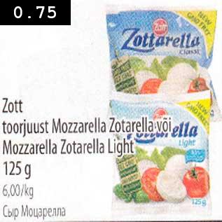 Allahindlus - Zott tооrjuust Mozzarella Zotarella või Mozzarella Zotarella Light 125 g