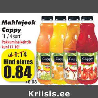 Allahindlus - Mahlajook Cappy 1L / 4 sorti