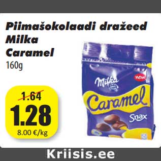 Allahindlus - Piimašokolaadi draeed Milka Caramel 160g