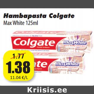 Allahindlus - Hambapasta Colgate Max White 125ml