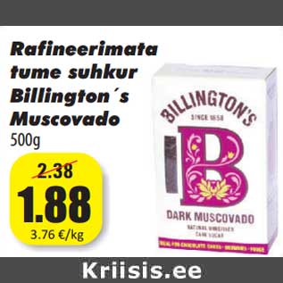 Allahindlus - Rafineerimata tume suhkur Billington´s Muscovado 500g