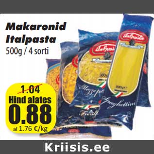 Allahindlus - Makaronid Italpasta 500g / 4 sorti