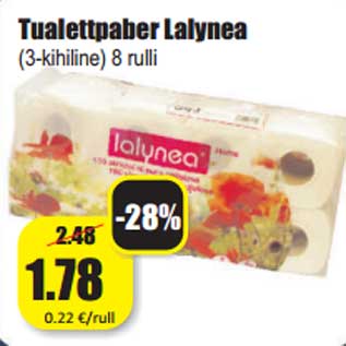 Allahindlus - Tualettpaber Lalynea (3-kihiline) 8 rulli