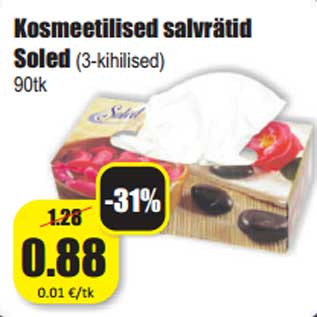 Allahindlus - Kosmeetilised salvrätid Soled (3-kihilised) 90tk