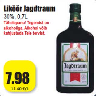 Allahindlus - Liköör Jagdtraum 30%, 0,7L