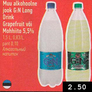 Allahindlus - Muu alkohoolne jook G:N Long Drink Grapefruit või Mohhiito 5,5%