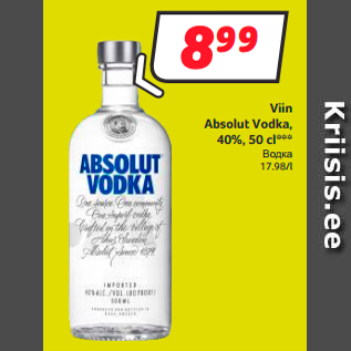 Allahindlus - Viin Absolut Vodka, 40%, 50 cl***