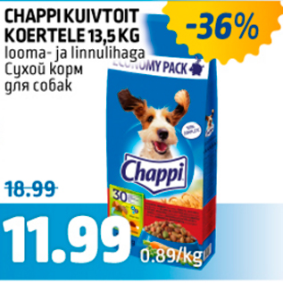 Allahindlus - CHAPPI KUIVTOIT KOERTELE 13,5 KG