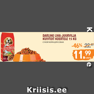 Allahindlus - DARLING LIHA-JUURVILJA KUIVTOIT KOERTELE 15 KG