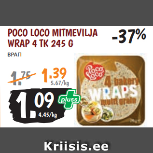 Allahindlus - POCO LOCO MITMEVILJA WRAP 4 TK 245 G