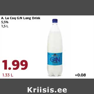 Allahindlus - A. Le Coq G:N Long Drink 5,5% 1,5 L