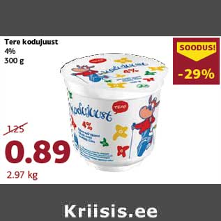 Allahindlus - Tere kodujuust 4% 300 g