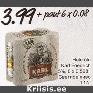 Allahindlus - Hele õlu Karl Friedrich 5%, 6 x 0,568 l