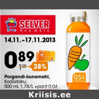 Allahindlus - Porgandi-õunamahl, Kadarbiku, 500 ml