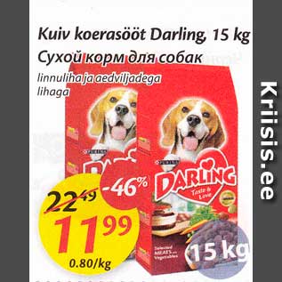 Allahindlus - Kuiv koerasööt Darling, 15 kg