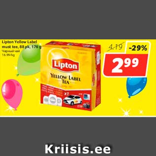 Allahindlus - Lipton Yellow Label must tee, 88 pk, 176 g