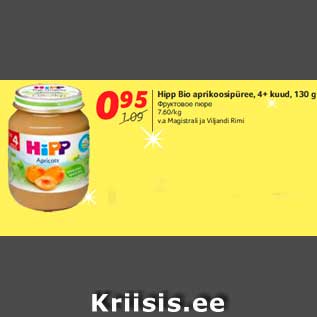 Allahindlus - Hipp Bio aprikoosipüree, 4+ kuud, 130 g