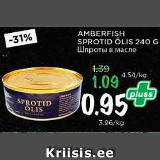 Allahindlus - AMBERFISH SPROTID ÕLIS 240 G