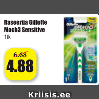 Allahindlus - Raseerija Gillette Mach3 Sensitive 1 tk