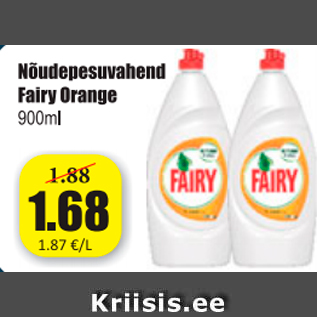 Allahindlus - Nõudepesuvahend Fairy Orange 900 ml