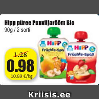 Allahindlus - Hipp püree Puuviljarõõm Bio