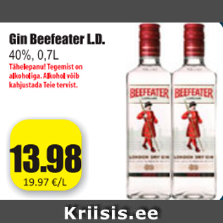 Allahindlus - Gin Beefeater L.D.