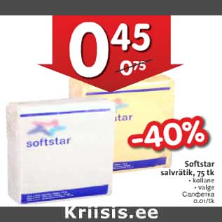 Allahindlus - Softstar salvrätik, 75 tk