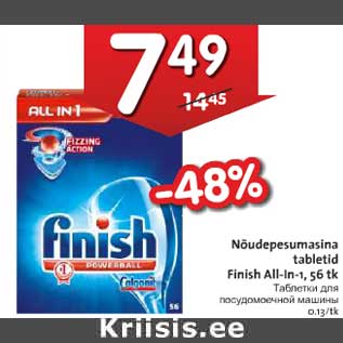 Allahindlus - Nõudepesumasina tabletid Finish All-in-1, 56 tk