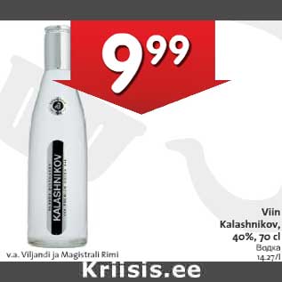 Allahindlus - Viin Kalashnikov, 40%, 70 cl