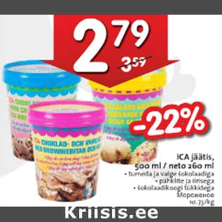 Allahindlus - ICA jäätis 500 ml / neto 260 ml