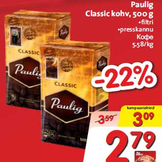 Allahindlus - Paulig Classic kohv, 500 g