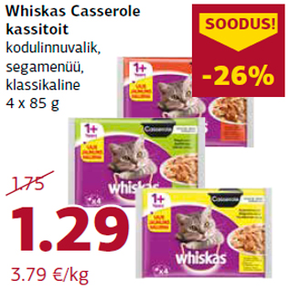 Allahindlus - Whiskas Casserole kassitoit