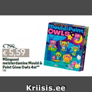 Allahindlus - Mänguasi meisterdamine Mould & Paint Glow Owls 4m** 1 tk